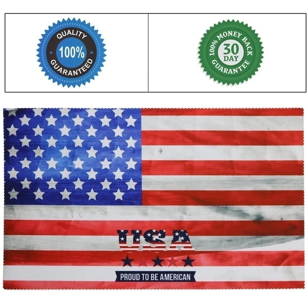 American Flag Placemats Set of 4, 4th of July Star and Stripe Non Slip